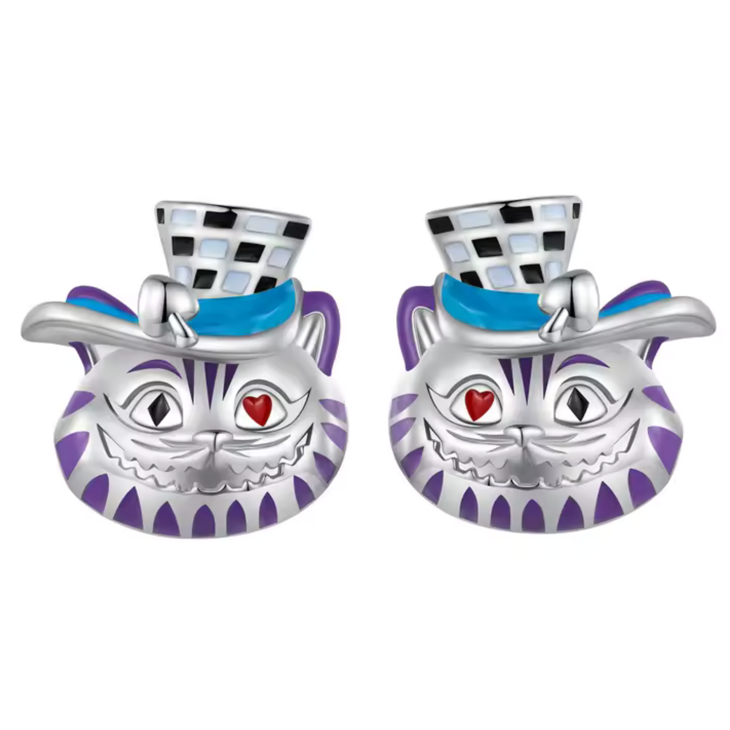 Boucles d’Oreilles Chat de Cheshire – Fantaisie Enigmatique et Sourire Légendaire