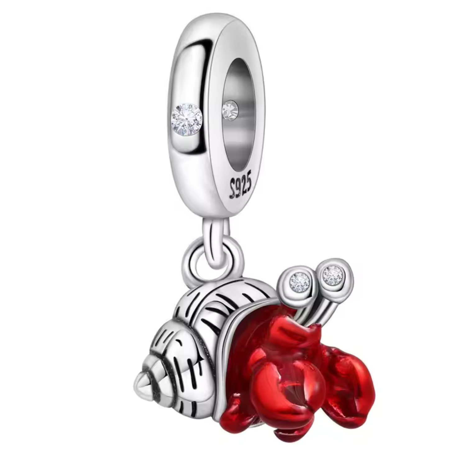 Charm Bernard-l’hermite Argenté et Rouge – Petite Créature Marine au Charme Coloré