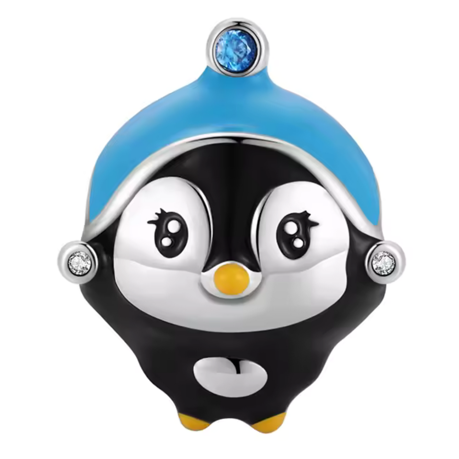 Charm Pingouin au Bonnet Bleu – Fraîcheur Hivernale et Charme Glacial
