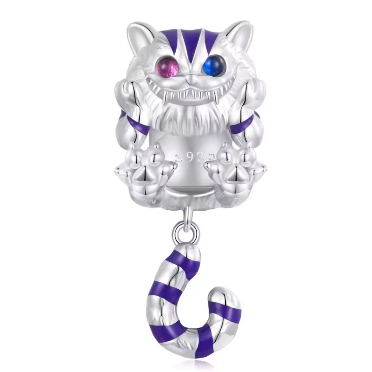 Charm Chat de Cheshire Argenté – Sourire Enigmatique et Fantaisie Malicieuse
