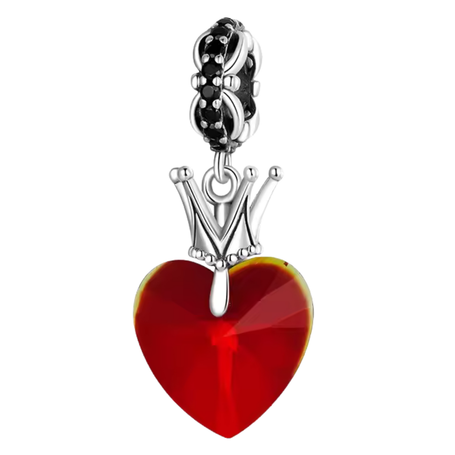 Charm Cœur Rouge avec Couronne – Royalty Fantaisiste et Hommage à la Reine de Cœur