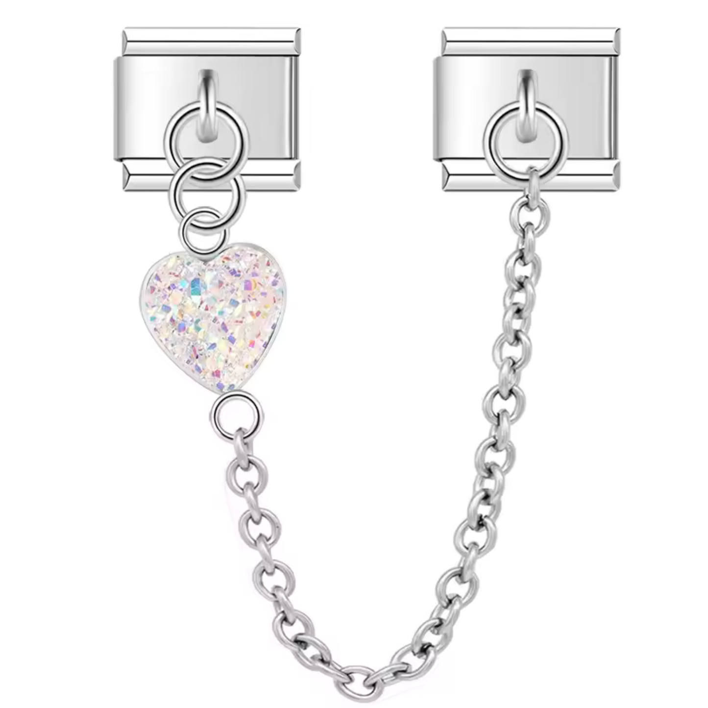 Charm Italien Double Médaillon avec Cœur - 9 Coloris