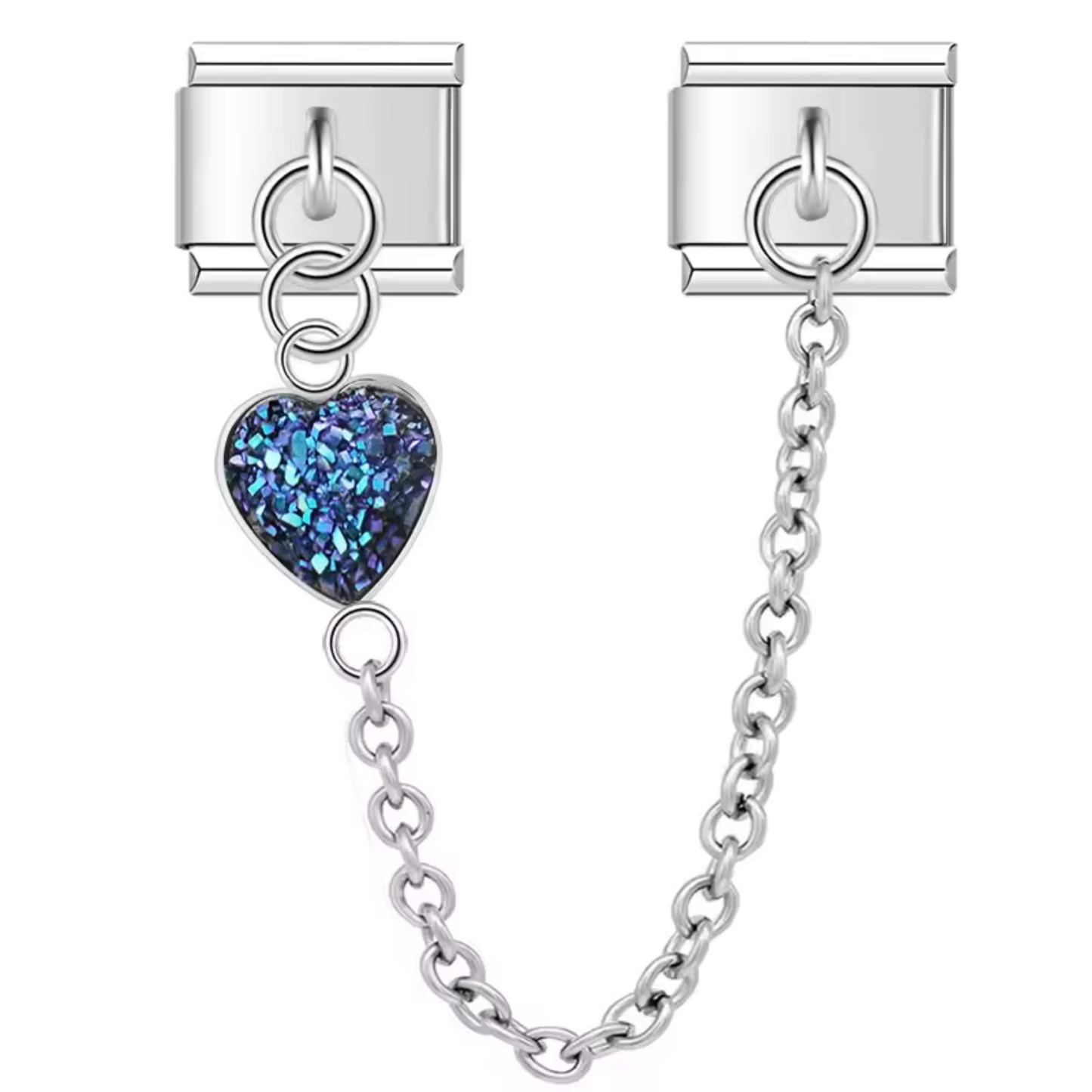 Charm Italien Double Médaillon avec Cœur - 9 Coloris