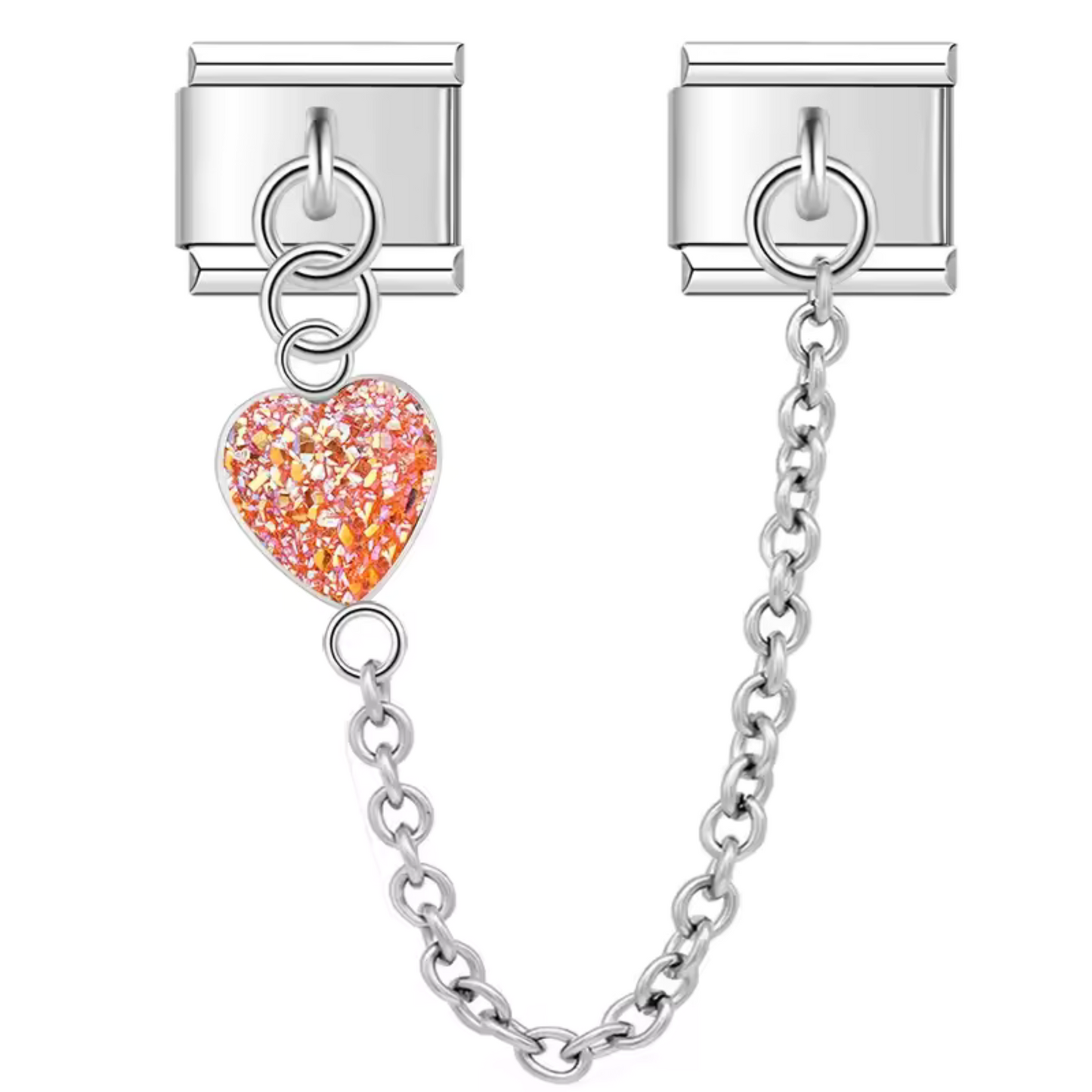 Charm Italien Double Médaillon avec Cœur - 9 Coloris