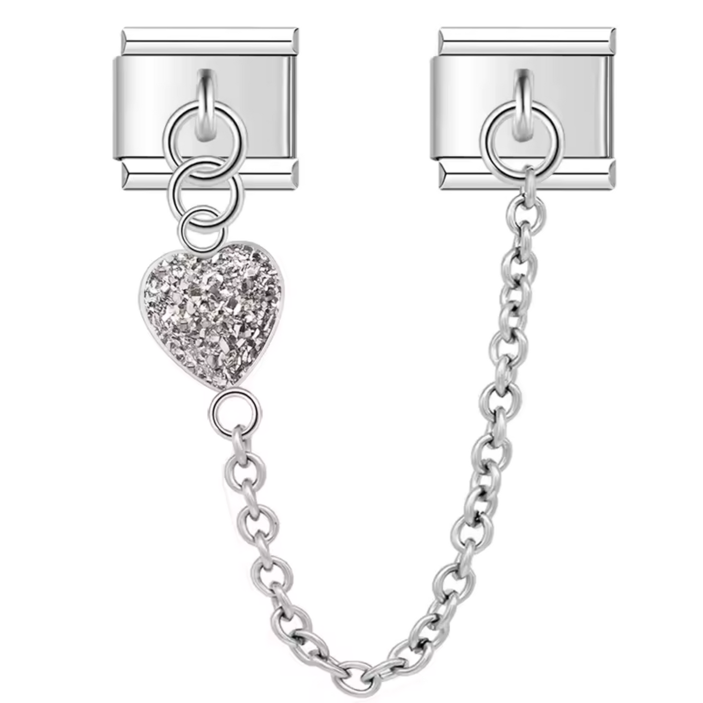 Charm Italien Double Médaillon avec Cœur - 9 Coloris