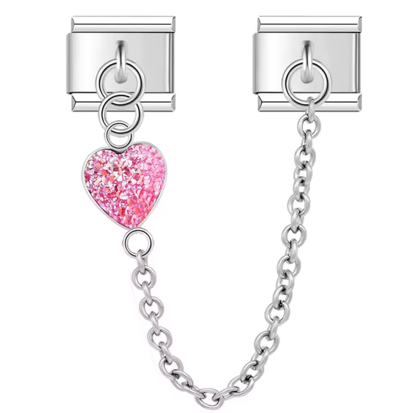 Charm Italien Double Médaillon avec Cœur - 9 Coloris