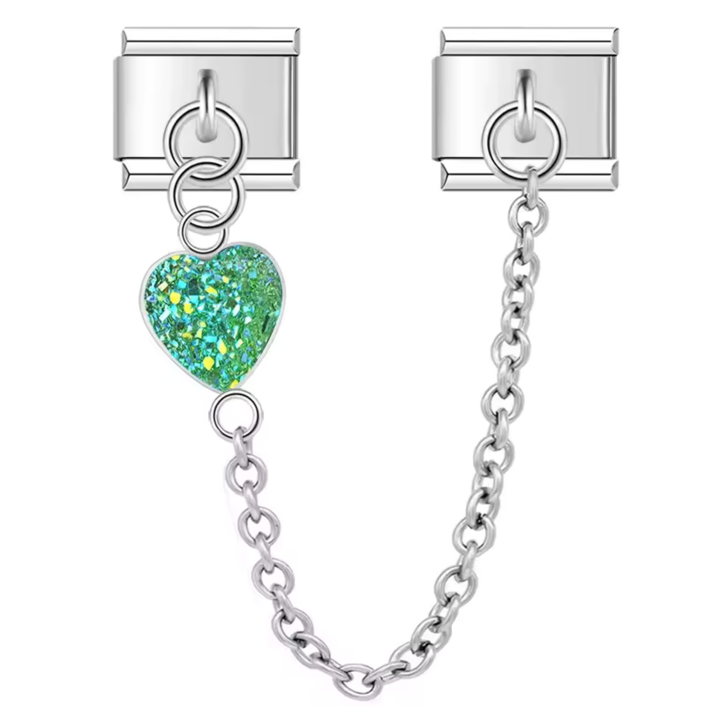 Charm Italien Double Médaillon avec Cœur - 9 Coloris
