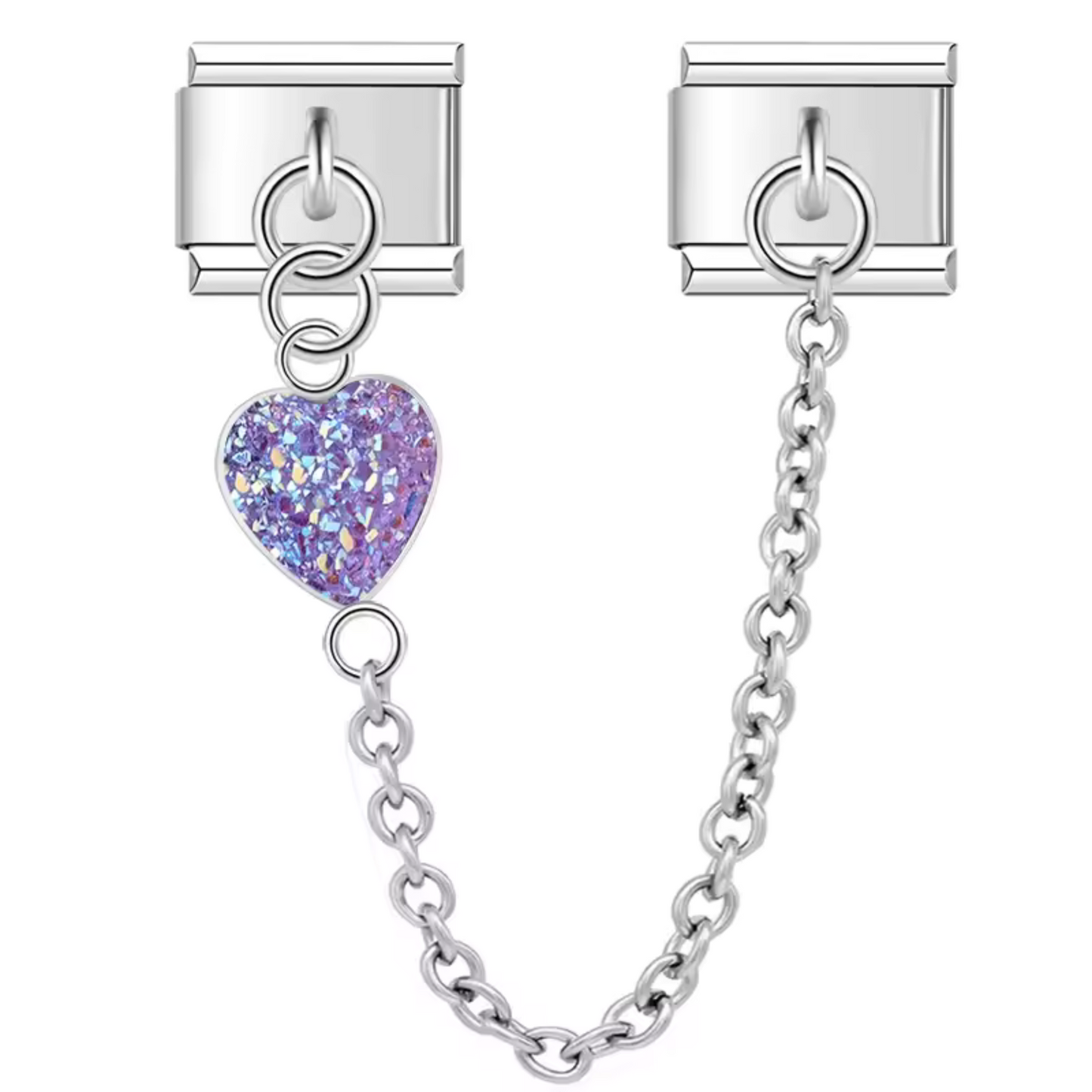 Charm Italien Double Médaillon avec Cœur - 9 Coloris
