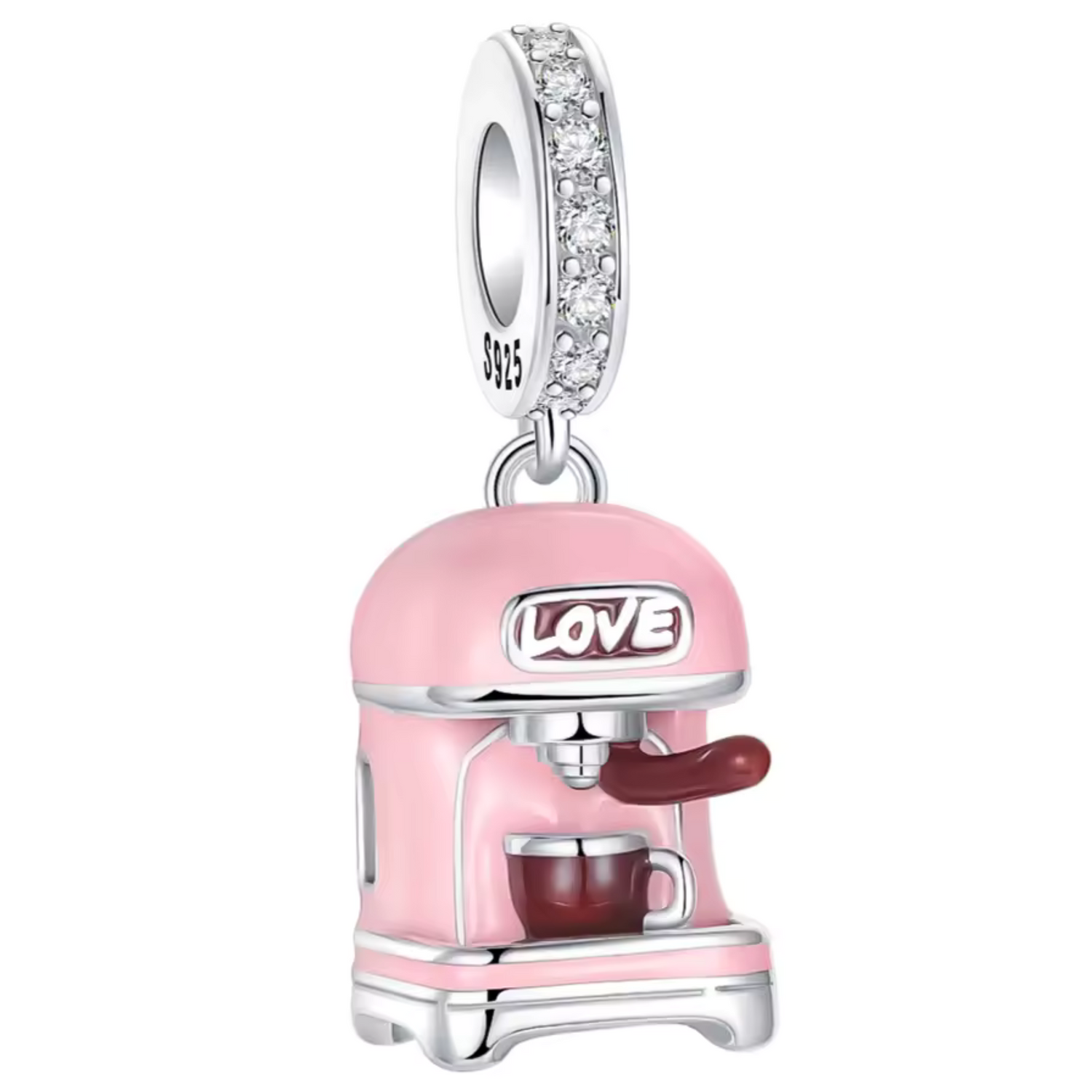 Charm Pendentif Machine à Café Rose – Douceur et Énergie Quotidienne