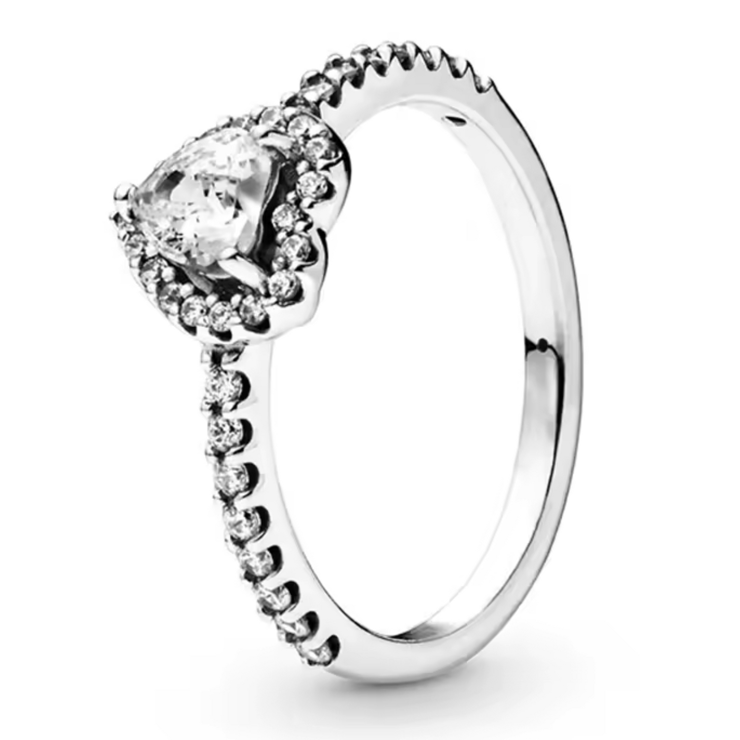 Bague Argentée avec Strass et Brillant en Forme de Cœur – Élégance Romantique et Lumineuse