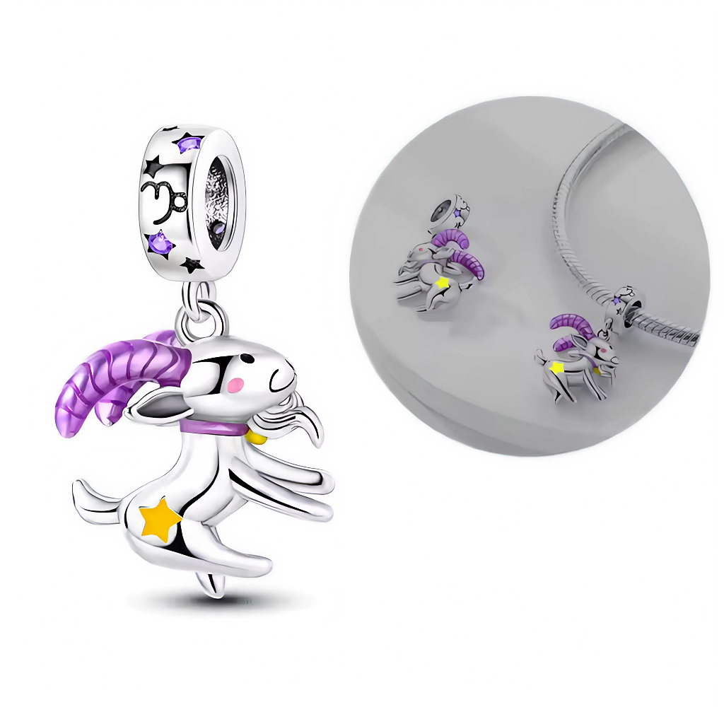 Charm Pendentif - Capricorne avec Effet Glow in the Dark