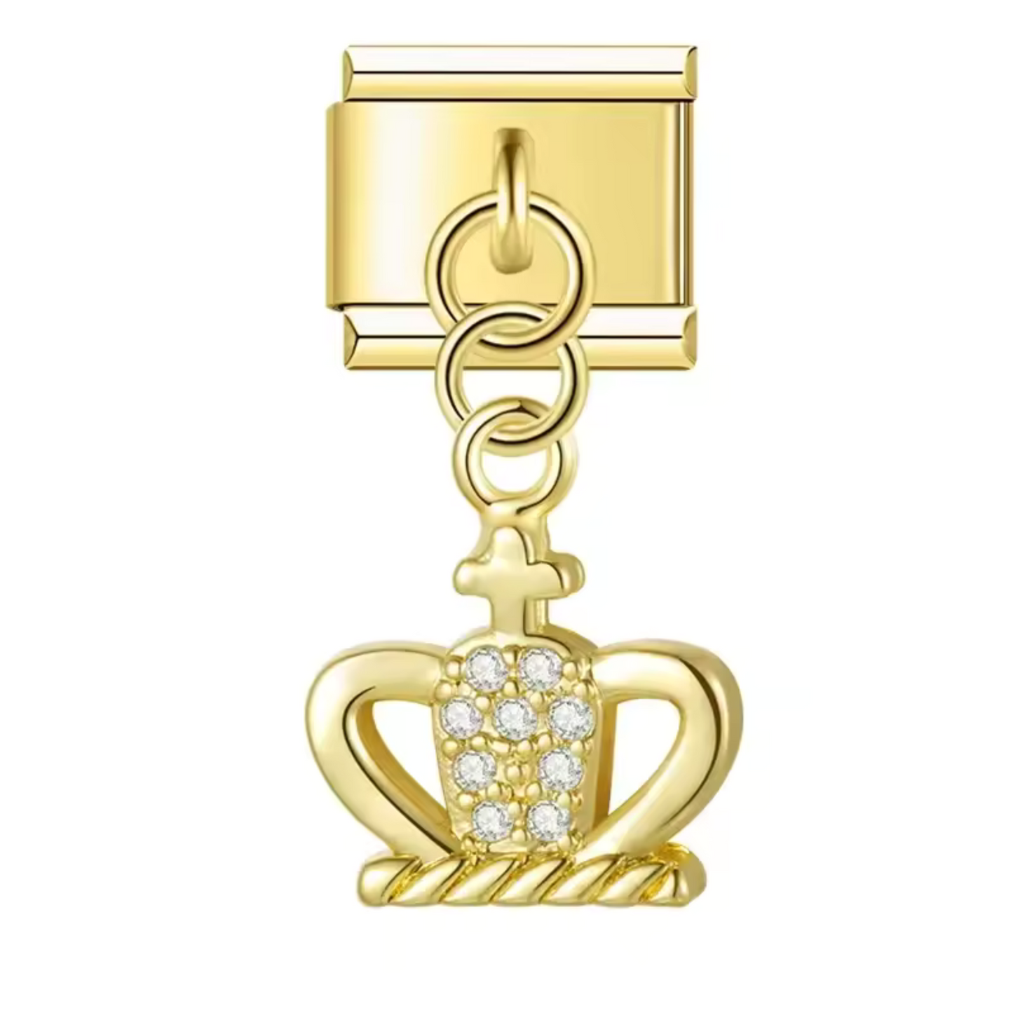 Charm Italien Pendentif Argenté ou Doré – Couronne