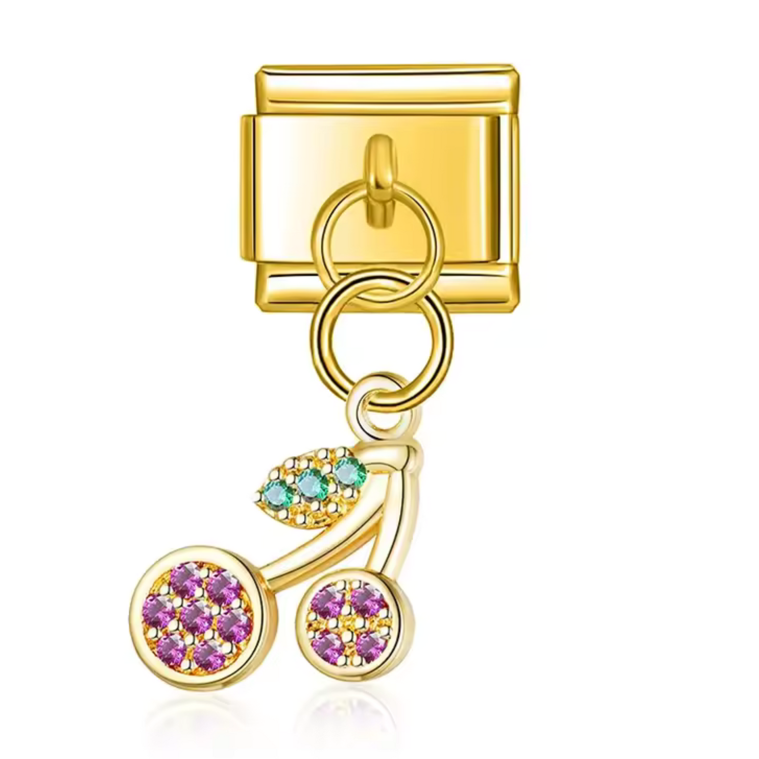 Charm Italien Pendentif – Cerises Dorées, Argentées ou Or Rose