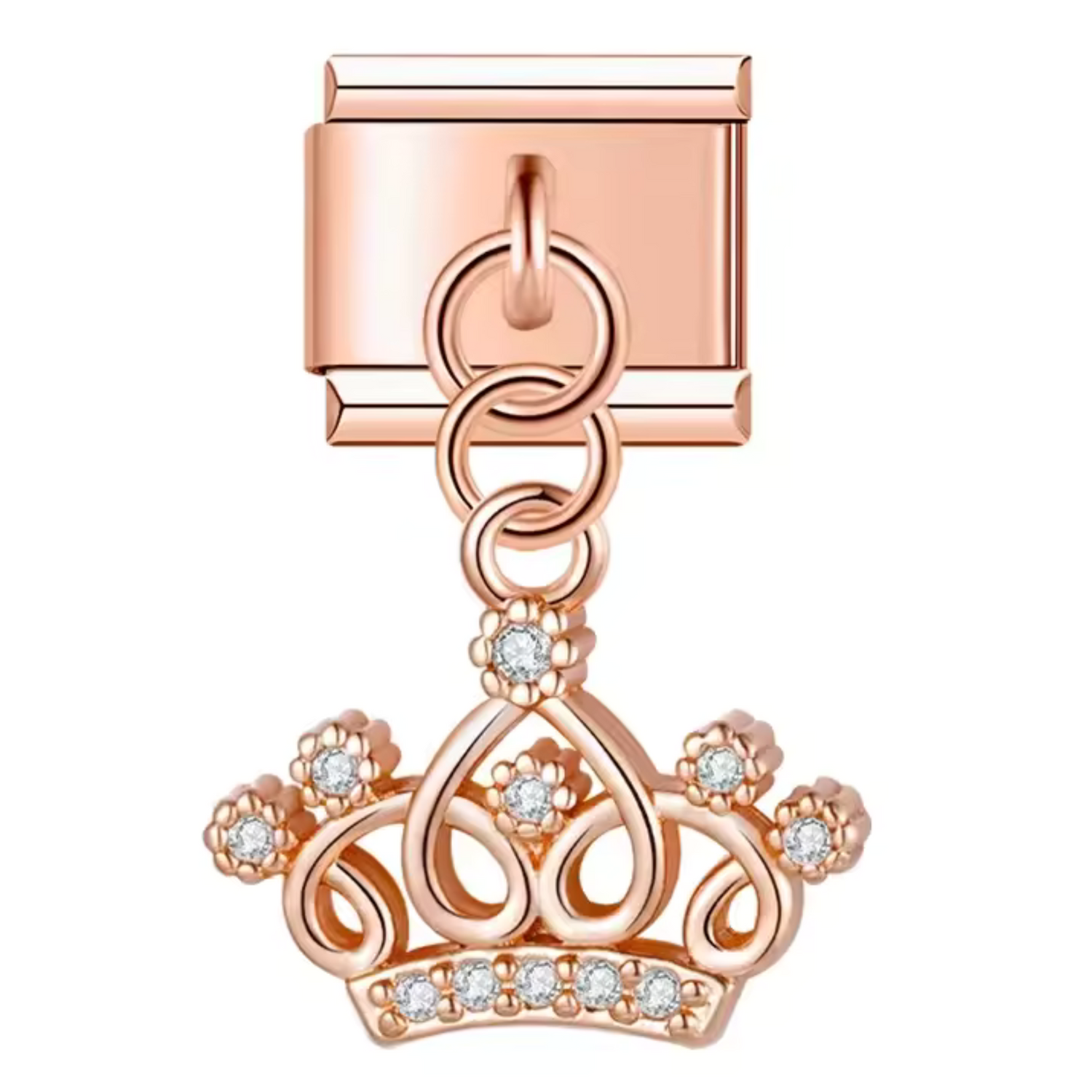 Charm Italien Pendentif couleur Or Rose, Argenté ou Doré – Couronne