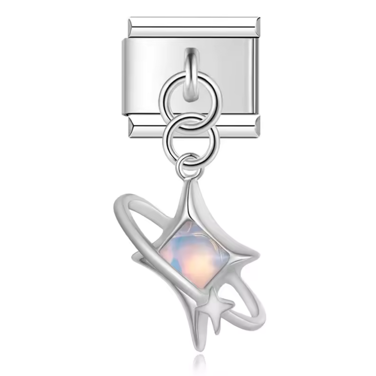 Charm Italien – Pendentif Étoile Argentée avec Détails Rosés ou Blancs