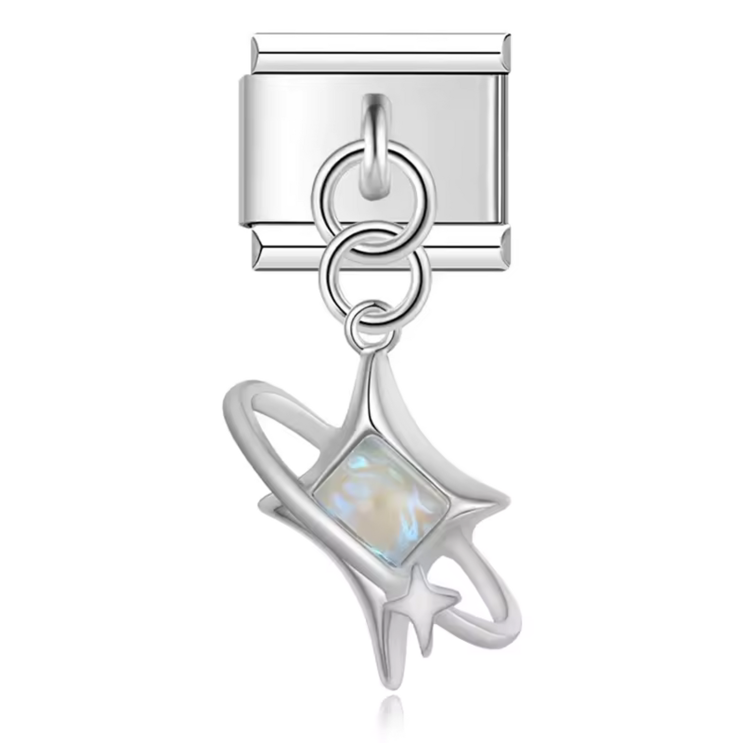 Charm Italien – Pendentif Étoile Argentée avec Détails Rosés ou Blancs