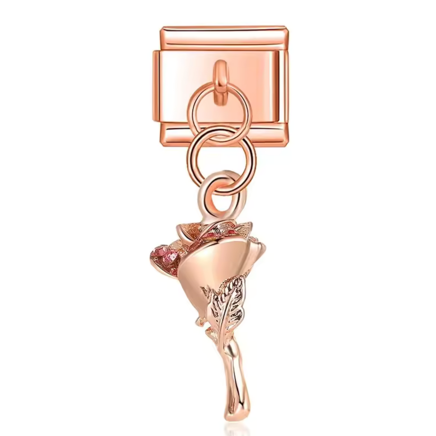 Charm Italien Pendentif couleur Or Rose – Bouquet de Fleurs