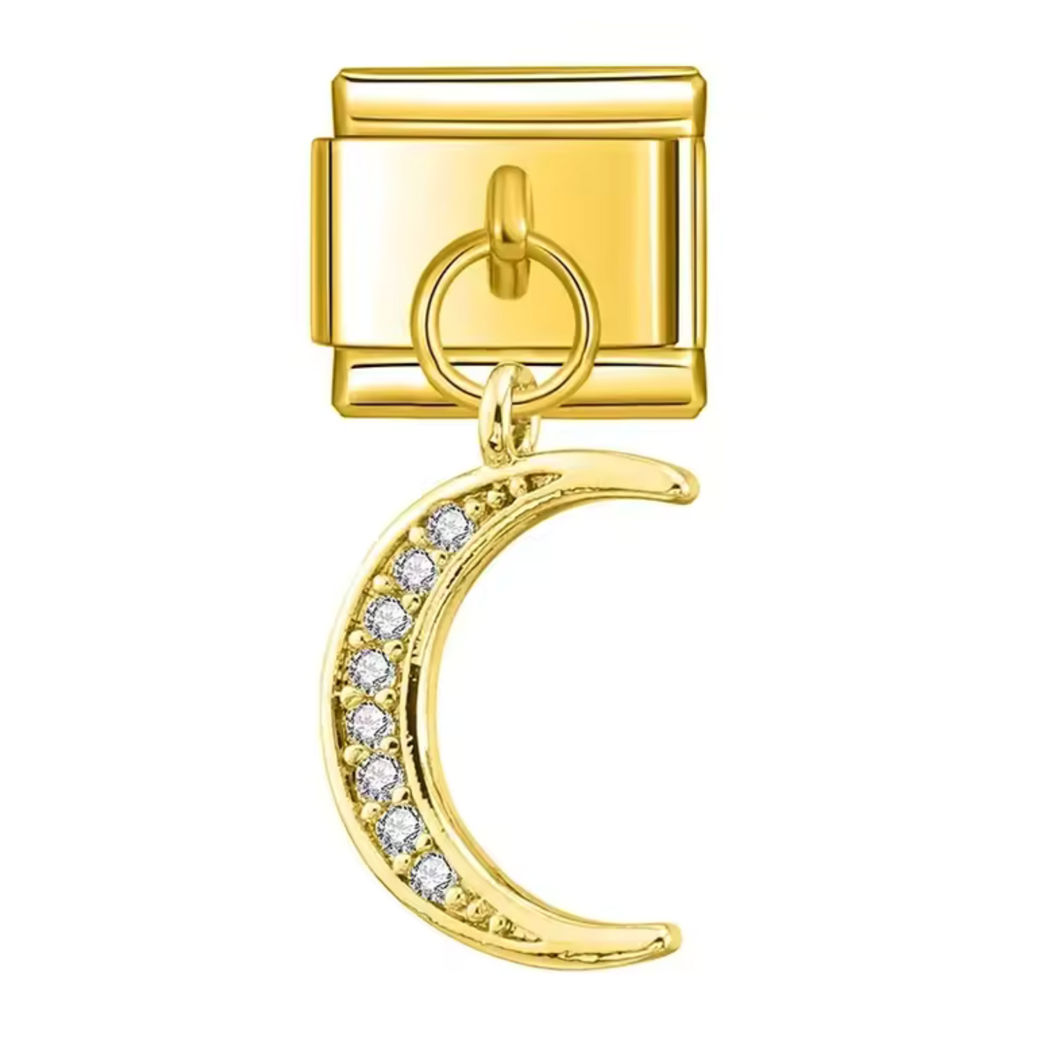 Charm Italien – Pendentif Croissant de Lune en Argent, Or ou Or Rose