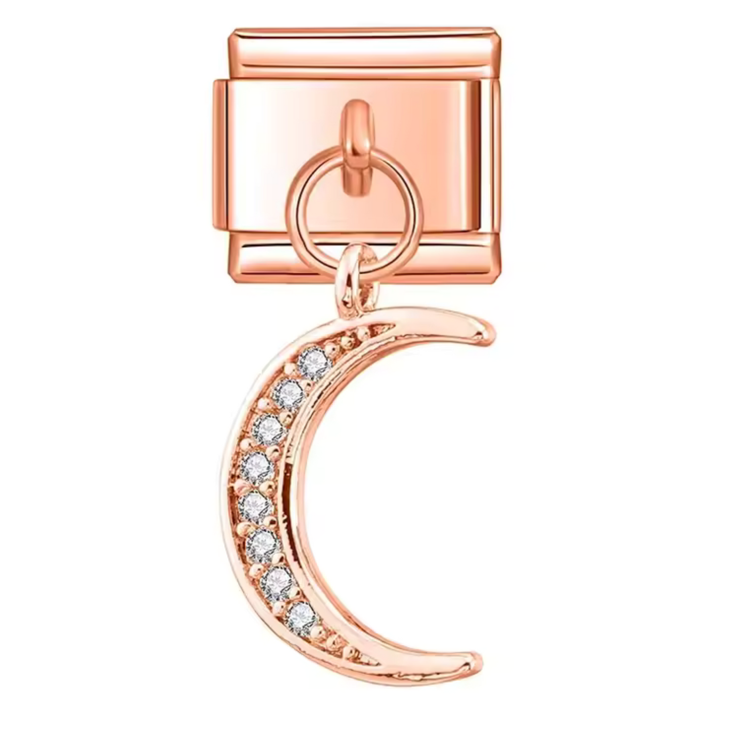 Charm Italien – Pendentif Croissant de Lune en Argent, Or ou Or Rose