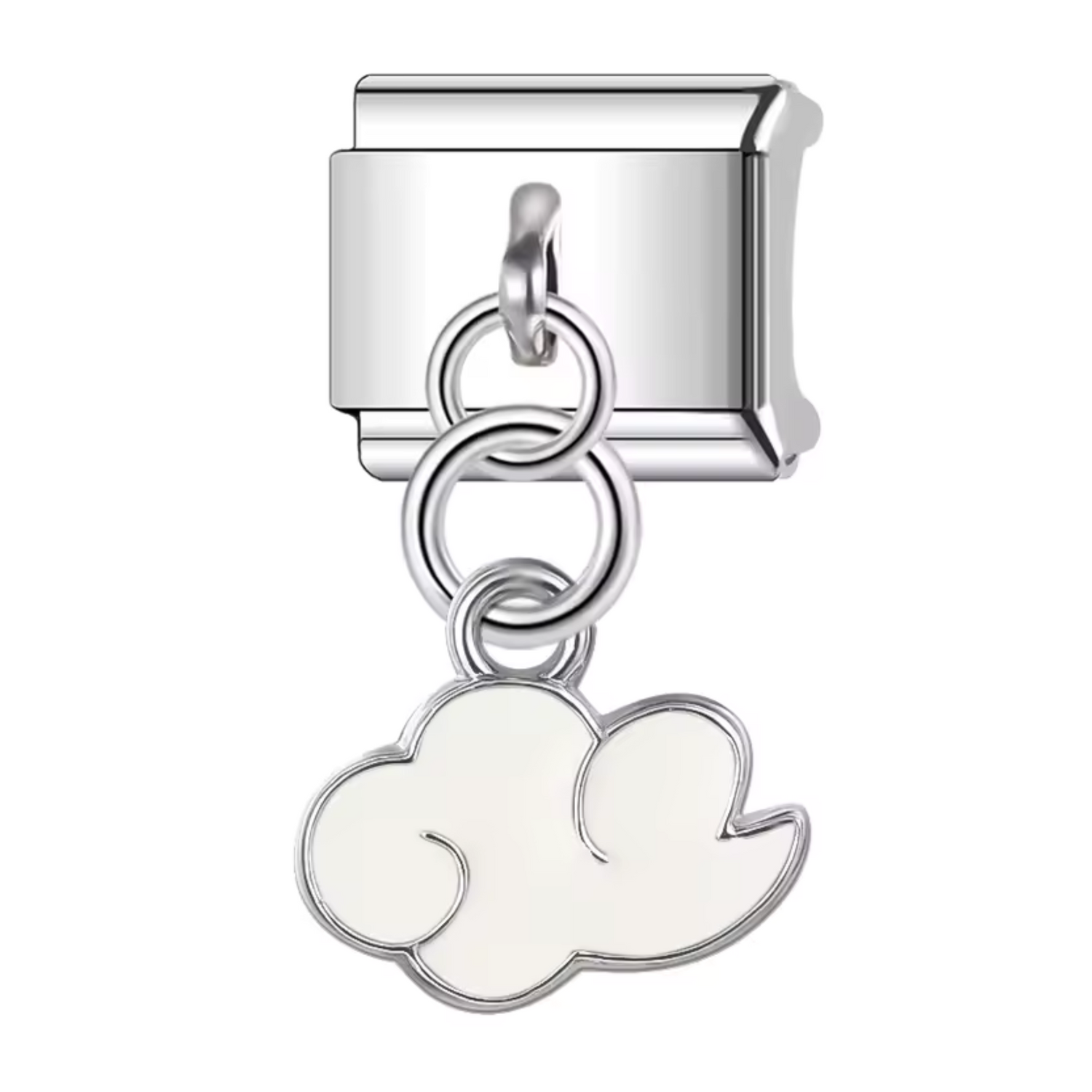 Charm Italien – Pendentif Nuage Argenté en Rouge, Blanc ou Noir
