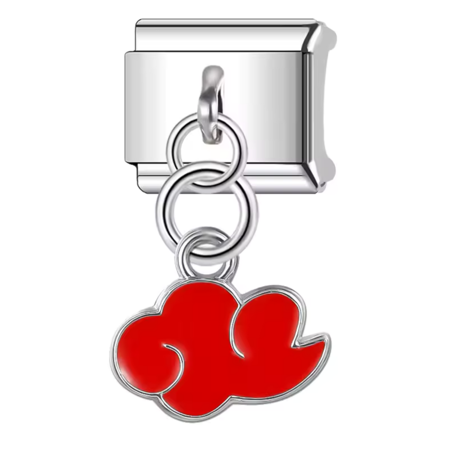 Charm Italien – Pendentif Nuage Argenté en Rouge, Blanc ou Noir