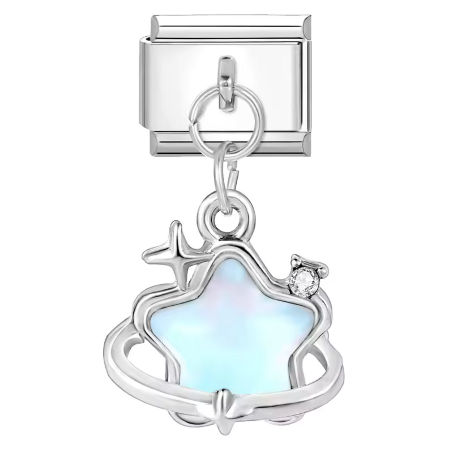 Charm Italien – Argenté Pendentif Étoile Entourée d'Étoiles