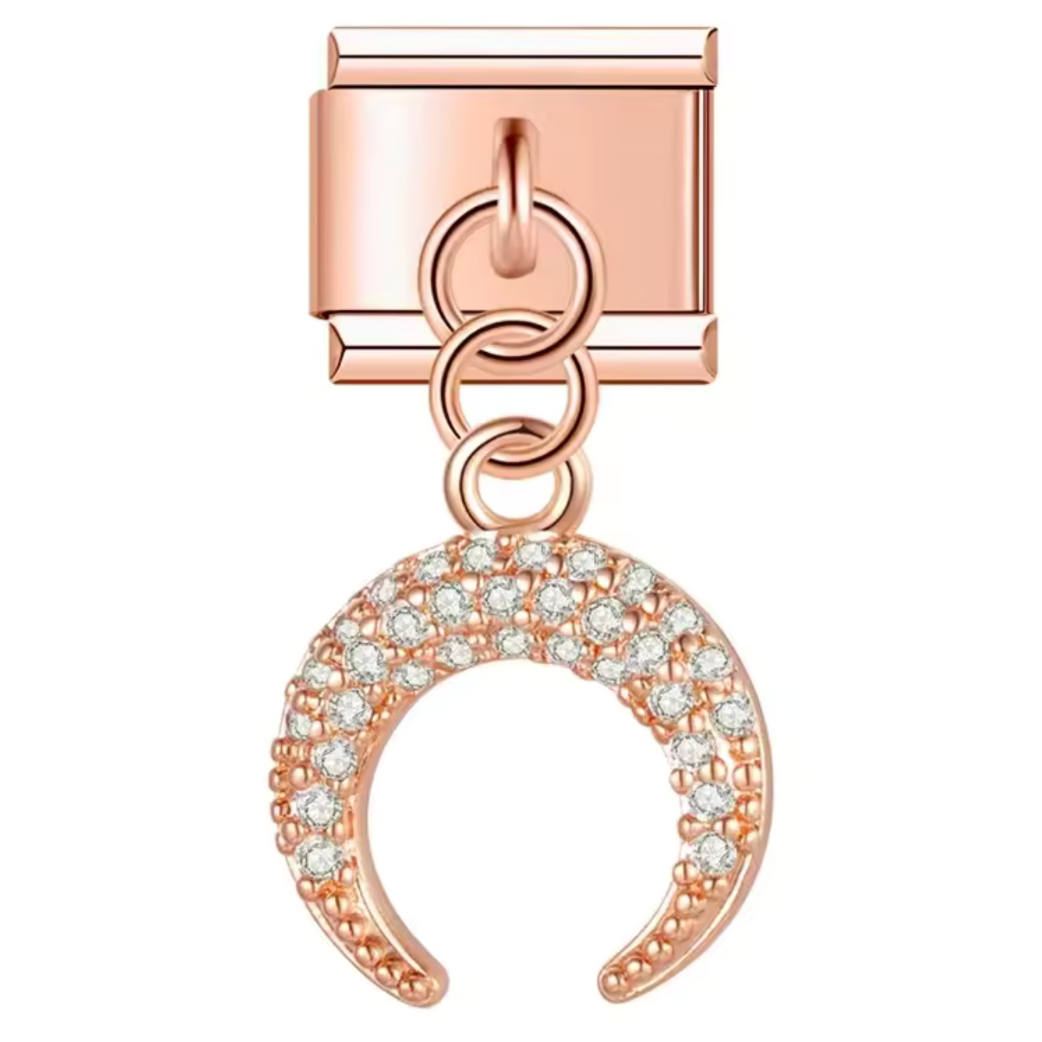 Charm Italien – Pendentif Croissant de Lune en Argent, Or ou Or Rose