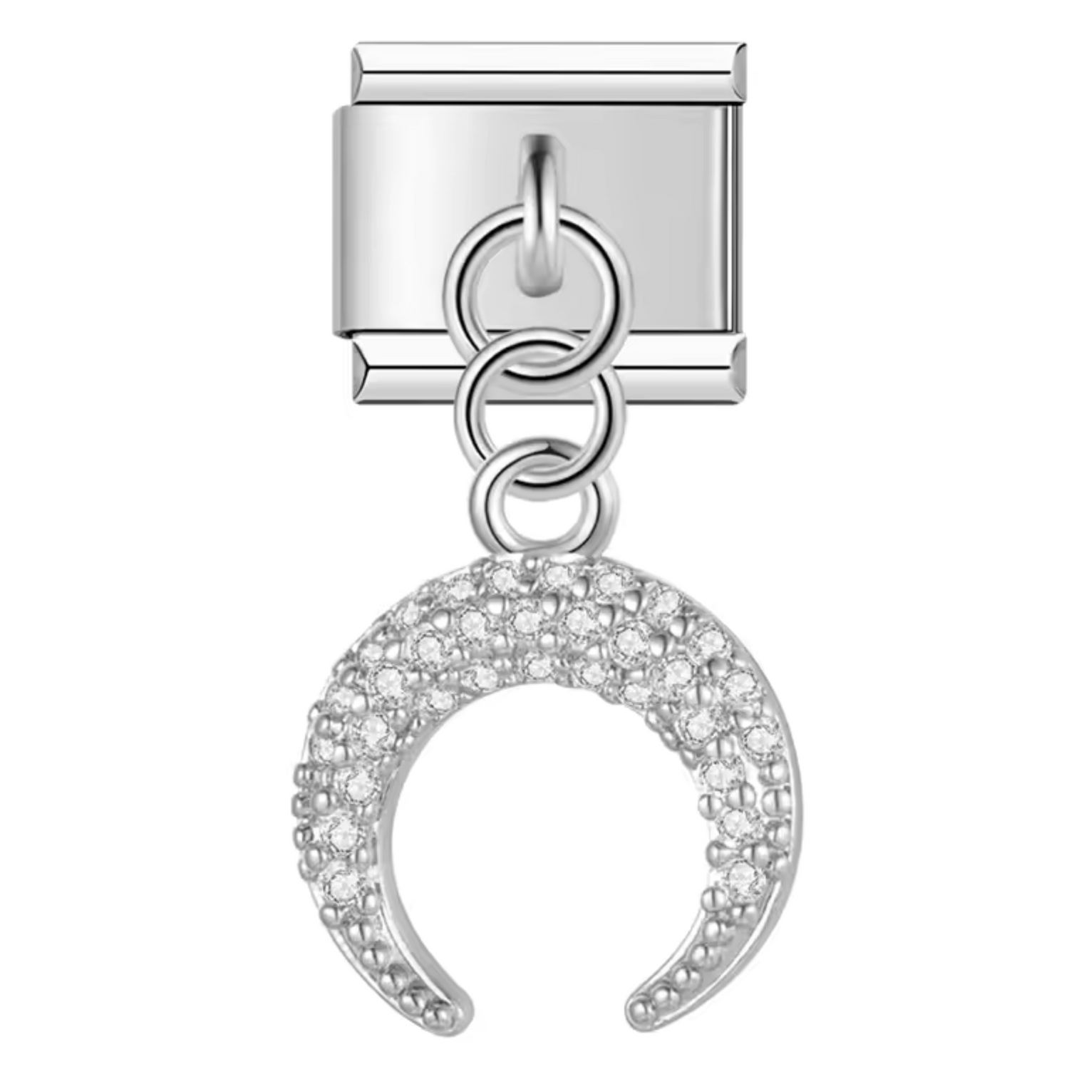 Charm Italien – Pendentif Croissant de Lune en Argent, Or ou Or Rose