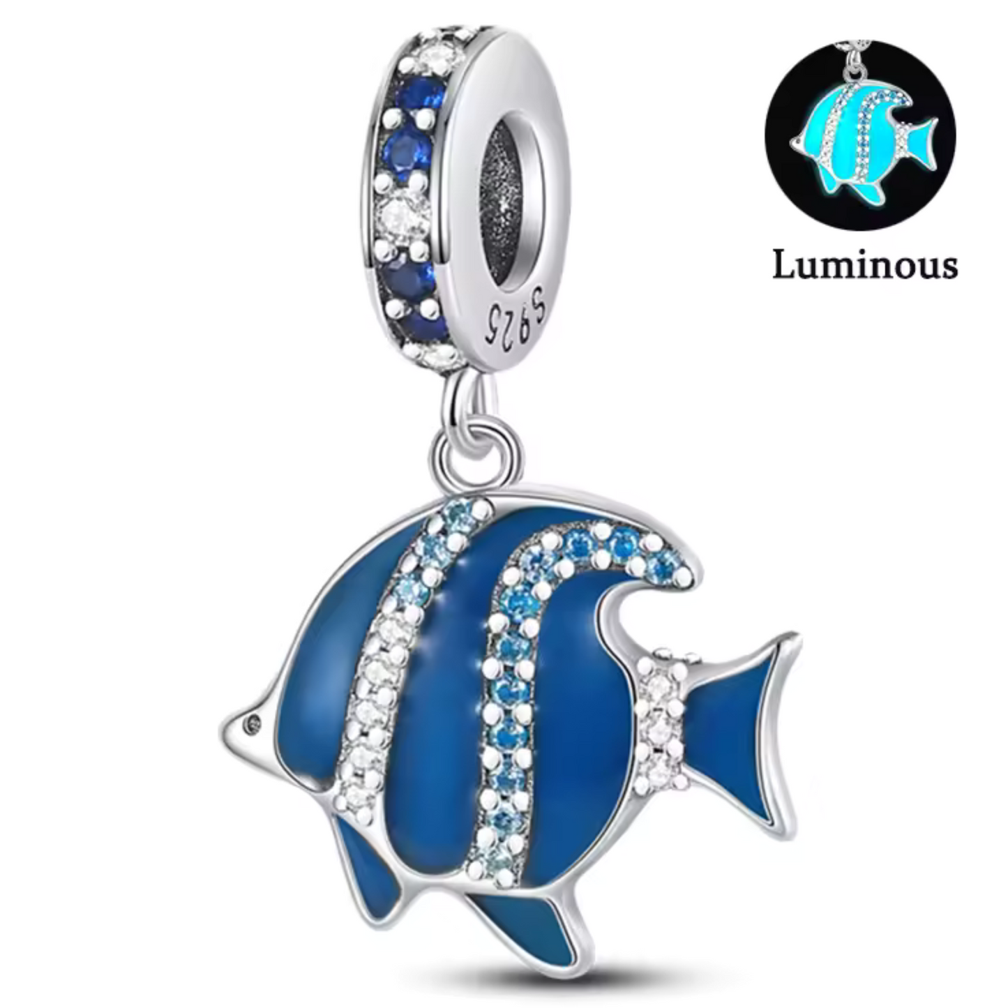 Charm Pendentif Poisson Bleu avec Strass – Élégance et Fraîcheur Marine