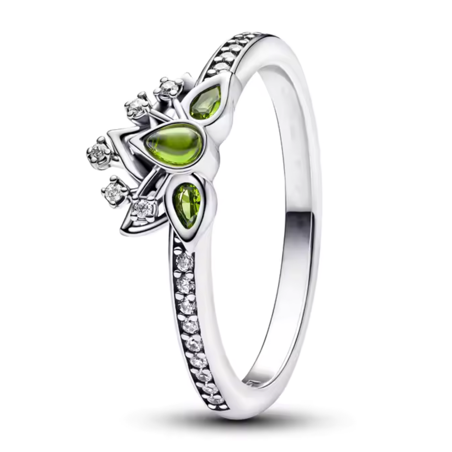 Bague Argentée et Verte Inspiration Tiana – Élégance et Magie des Bayous