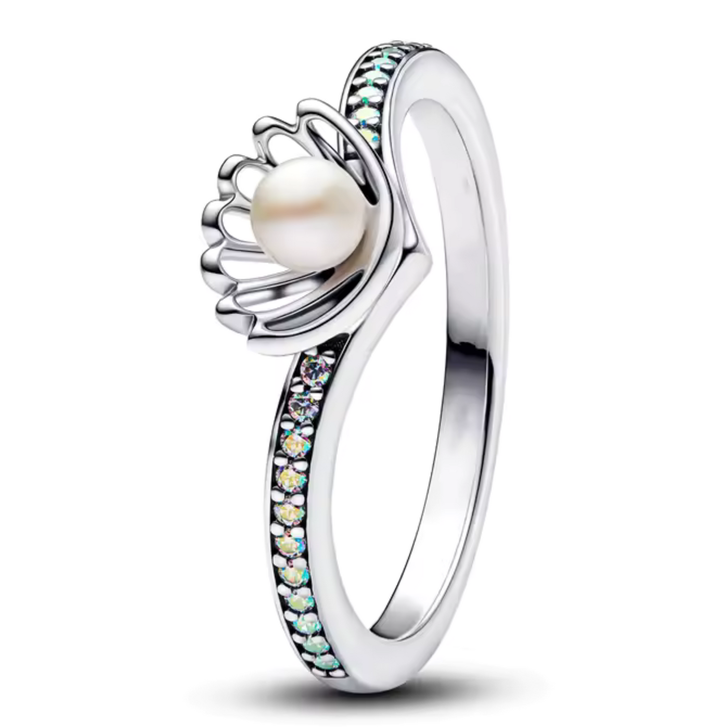 Bague Argentée avec Perle – Inspiration Ariel, L'Élégance Sous-Marine