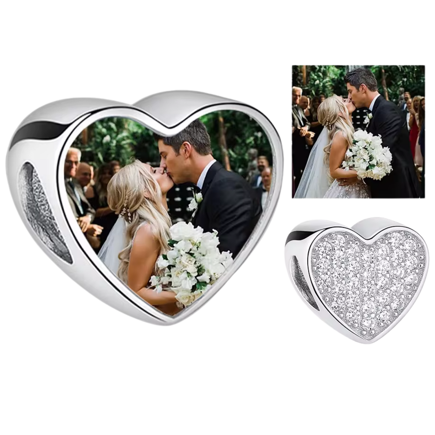 Charm Cœur Personnalisé avec Photo – Argent 925