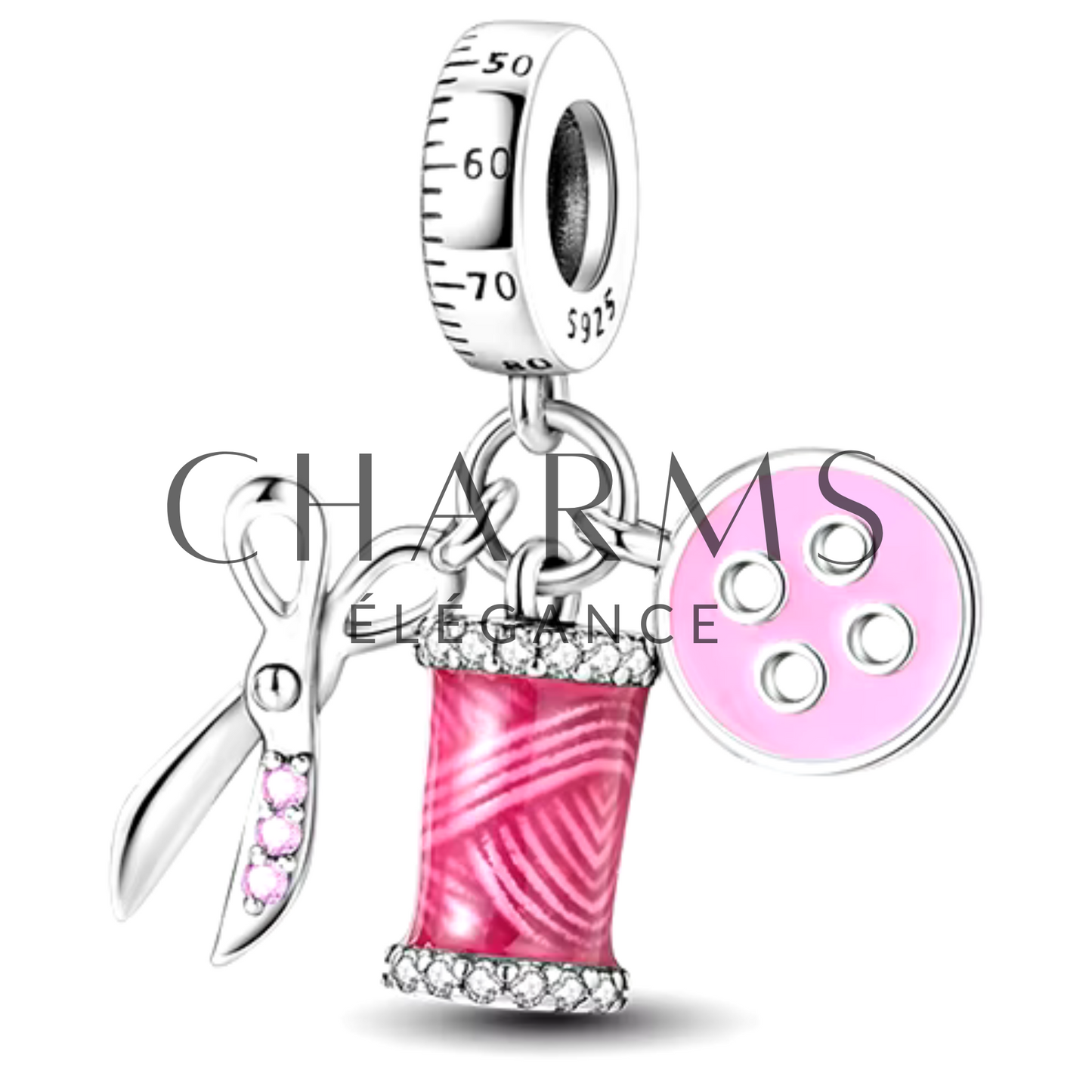 Charm Ciseaux avec Bouton et Fil - Charms Élégance