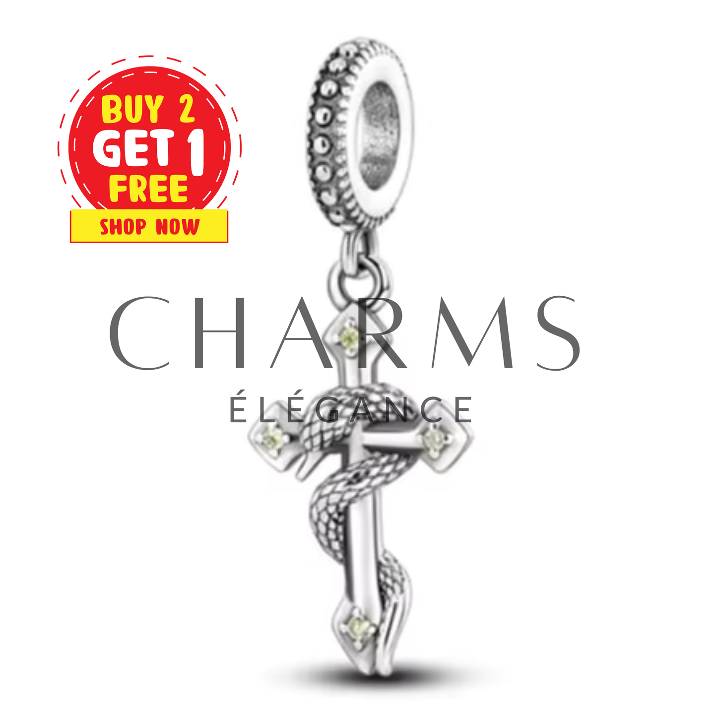 Charm Croix avec Serpent - Charms Élégance