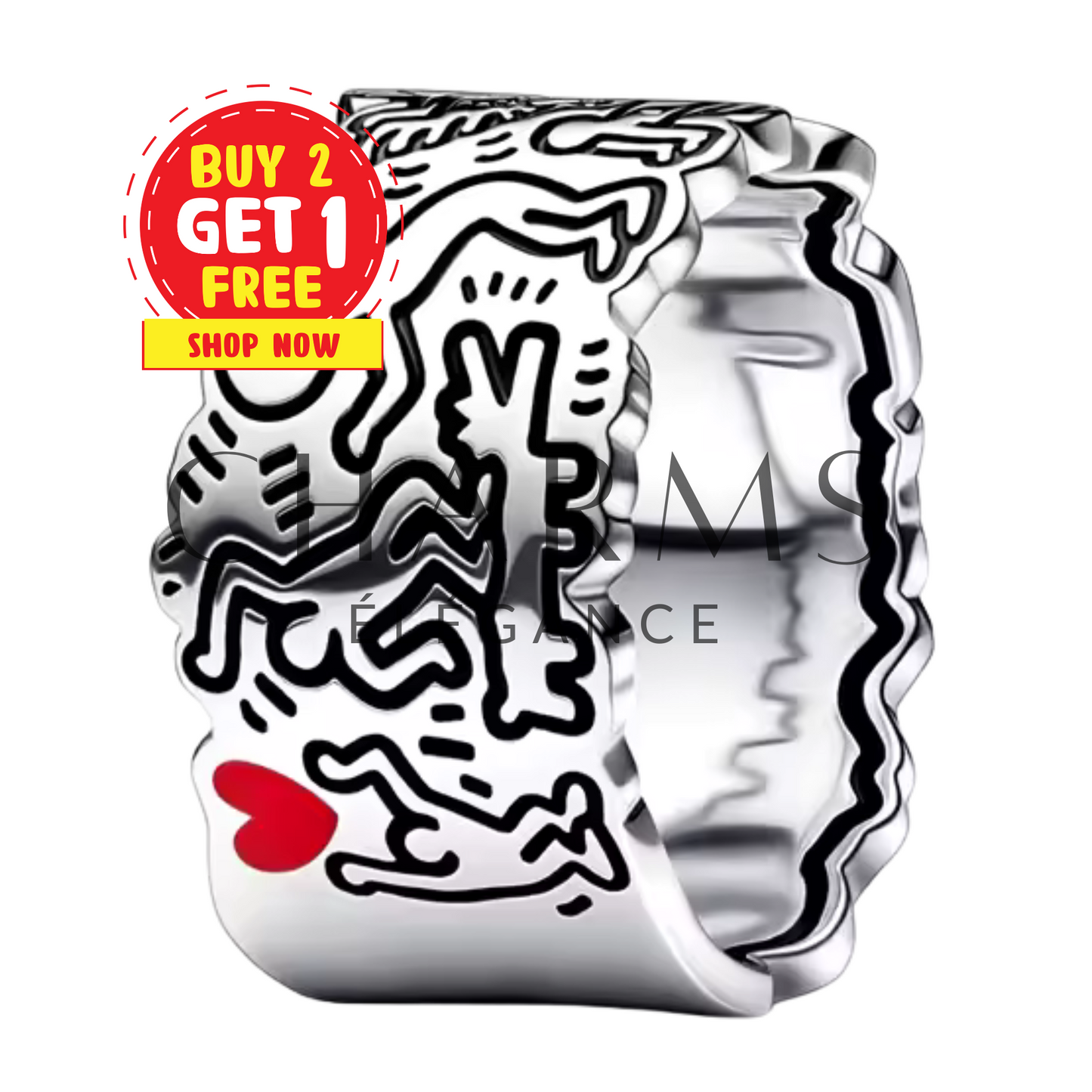 Bague Argentée Keith Haring – Art et Style Urbain - Charms Élégance
