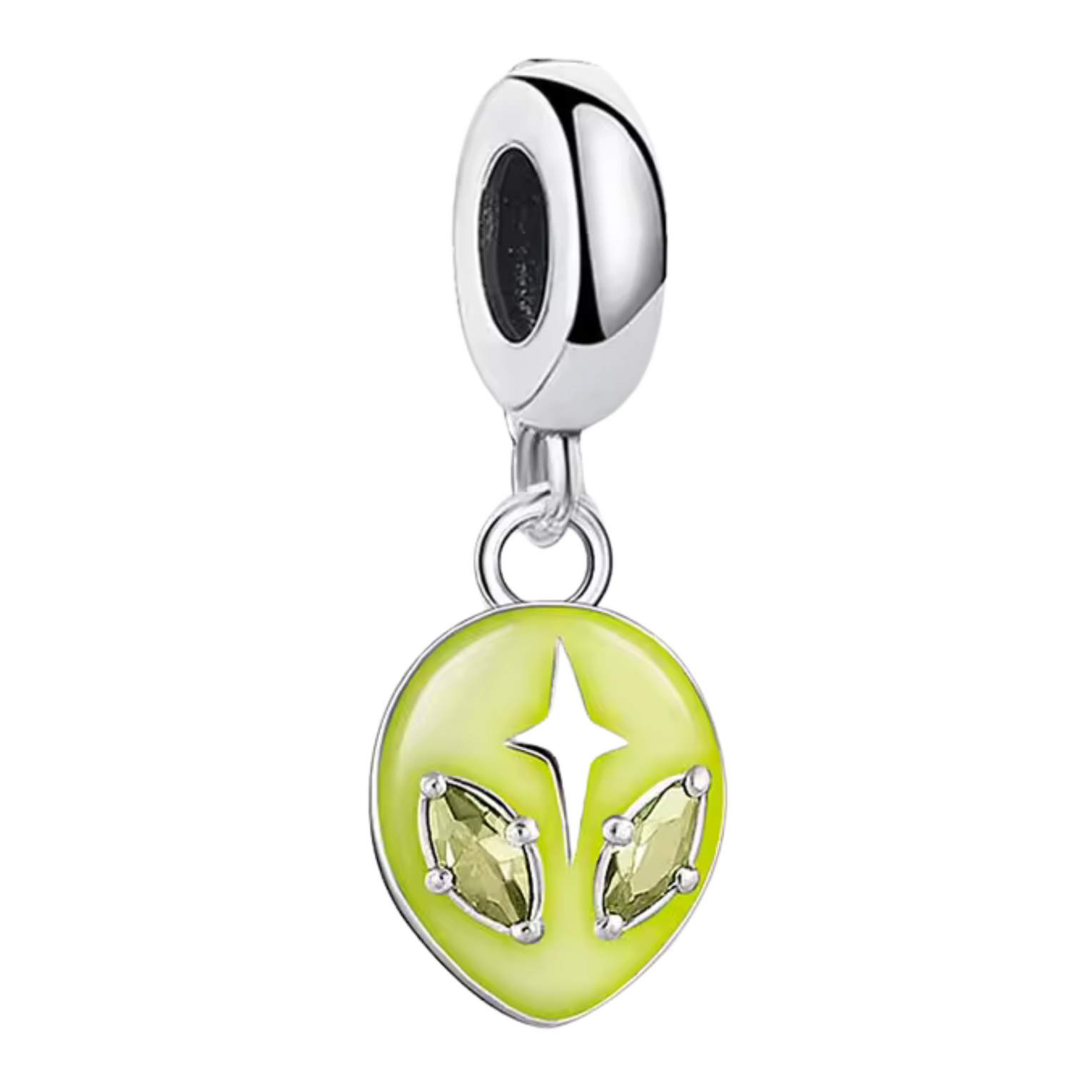 Charm Tête d’Alien Argenté – Mystère Extraterrestre en 5 Coloris