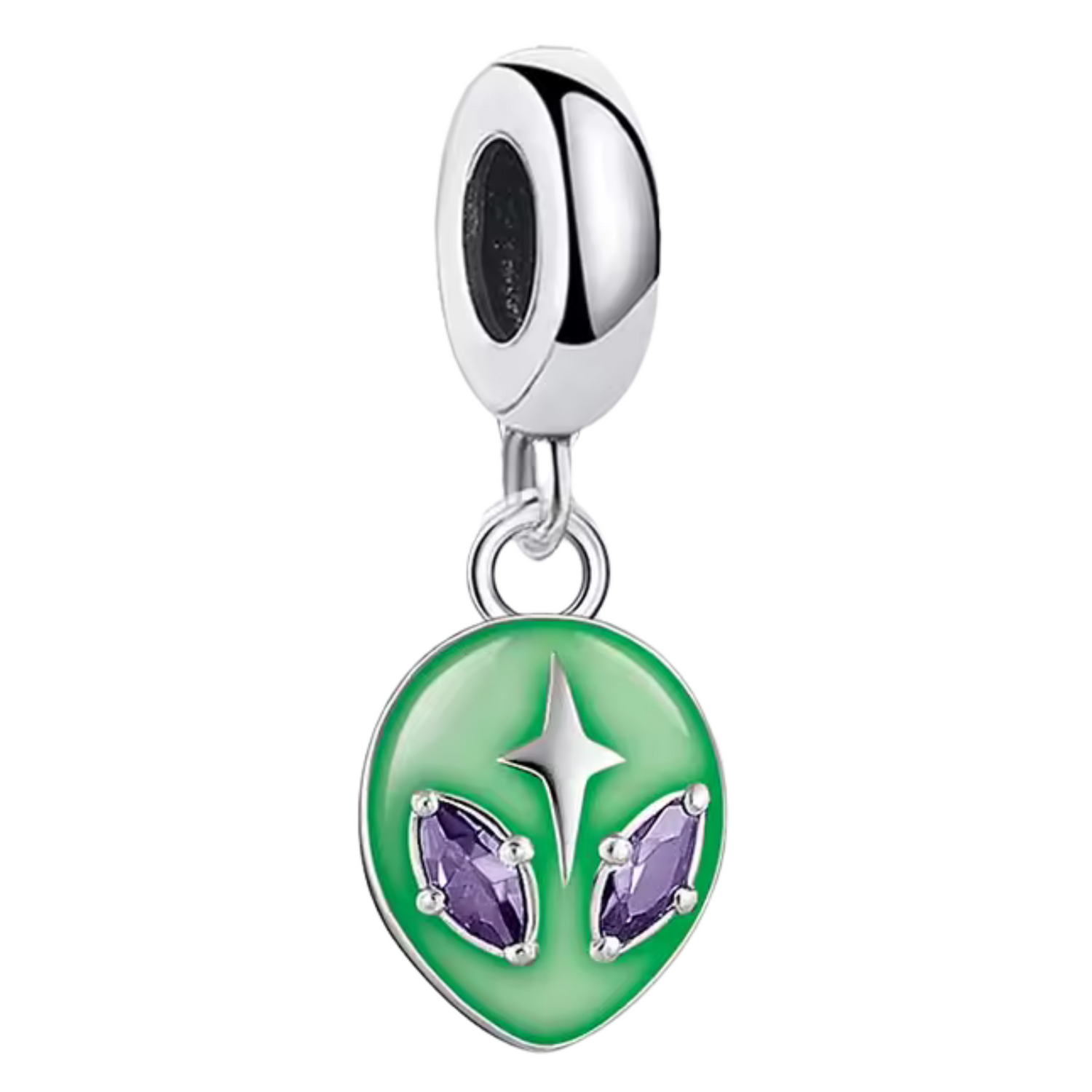 Charm Tête d’Alien Argenté – Mystère Extraterrestre en 5 Coloris