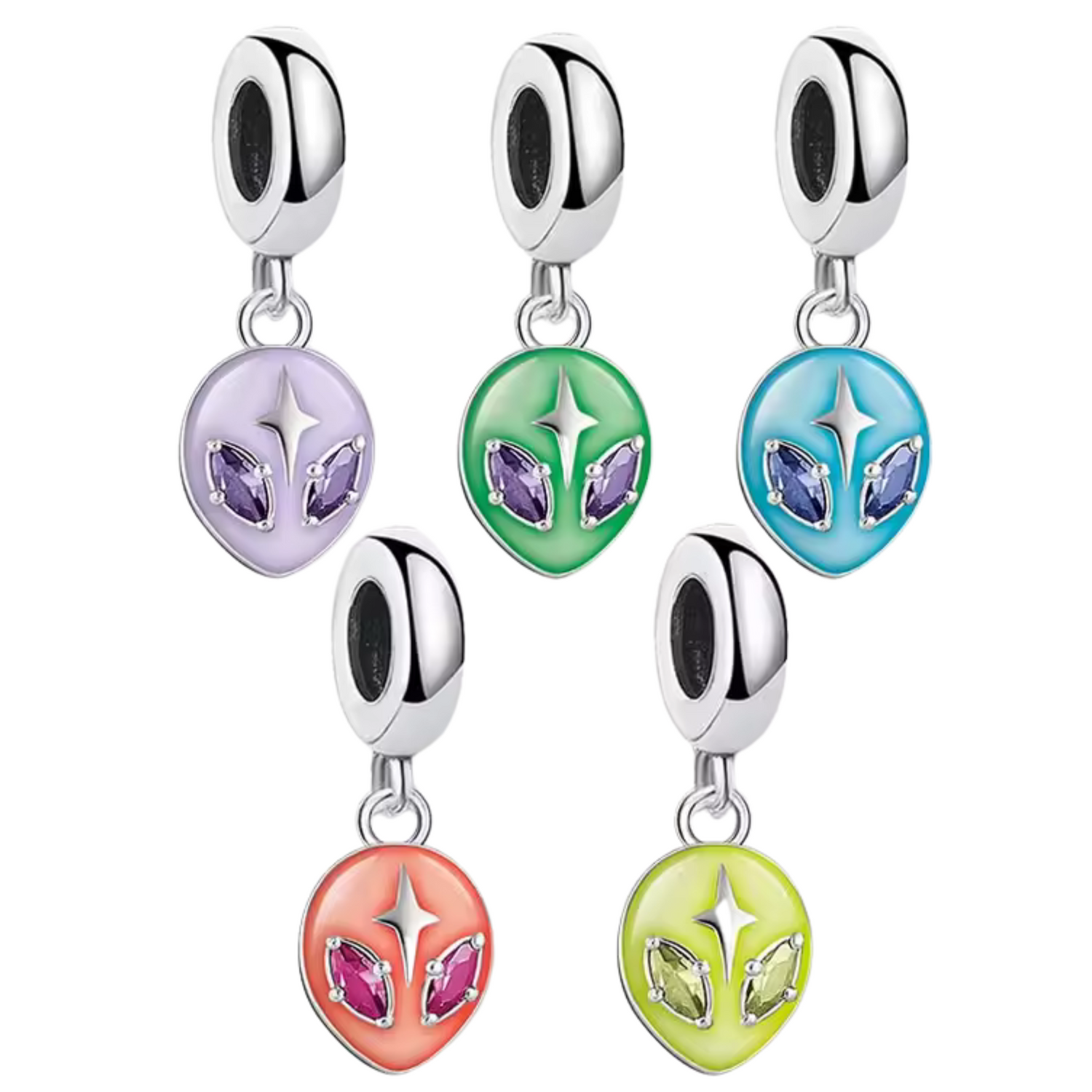 Charm Tête d’Alien Argenté – Mystère Extraterrestre en 5 Coloris