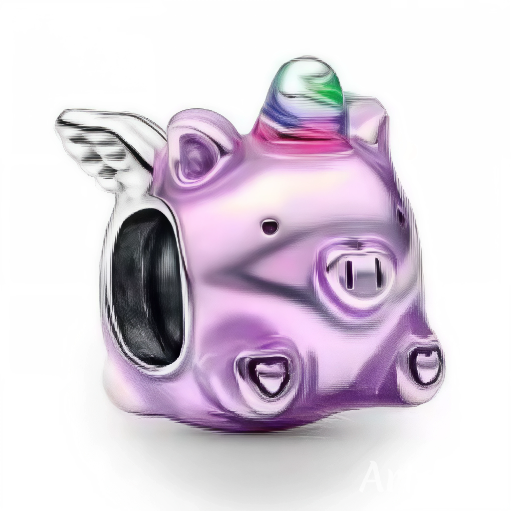 Charm Cochon Licorne Violette – Rêve et Magie
