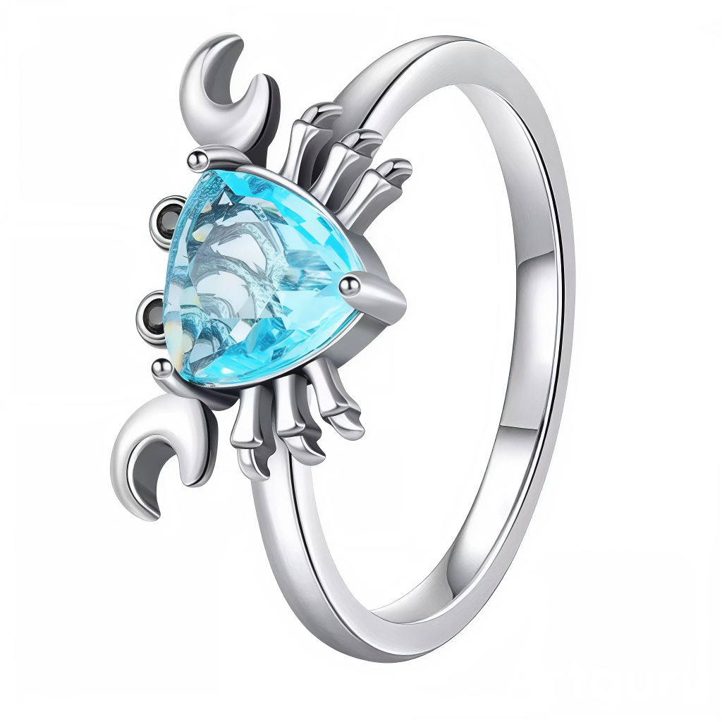Cette bague en argent 925 met en scène un crabe dynamique aux pinces arquées puissantes, corps central serti d'un cristal triangulaire turquoise éclatant aux reflets aquatiques, détails noirs perles et motifs texturés évoquant fonds marins. Les lignes anguleuses et brillance cristalline diffusent énergie côtière sauvage. Disponible en tailles US 6, 7 et 8, elle capture l'essence marine audacieuse au doigt.

Caractéristiques

Matière : Argent 925 avec cristal turquoise et perles noires.
Design : Crabe pinces