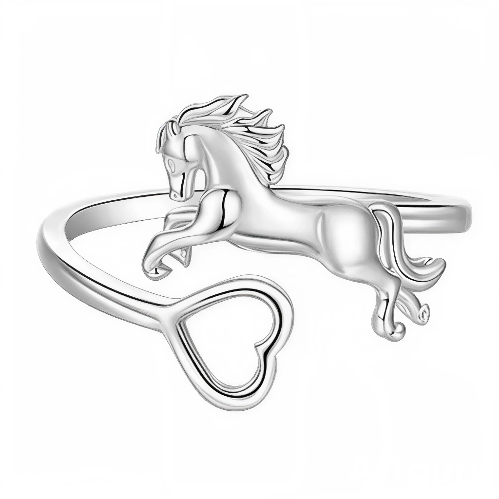 Cette bague en argent 925 met en scène un cheval en plein élan qui semble bondir au‑dessus d’un cœur ajouré, comme s’il sortait du bijou. Elle symbolise la liberté, la passion et le lien profond avec les chevaux, tout en restant fine et facile à porter au quotidien.

Caractéristiques :

-Matière : Argent 925/1000 massif, finition brillante, conçue pour être légère, résistante et agréable à porter.
-Design : Anneau ouvert sur le dessus, d’un côté un cœur fin ajouré, de l’autre un cheval sculpté en trois dime