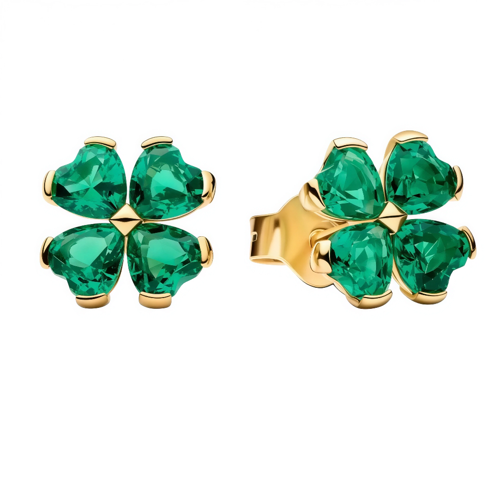 Attire la chance et illumine ton style avec ces boucles d’oreilles dorées délicatement ornées de trèfles verts à quatre feuilles. Symbole intemporel de fortune et d’espoir, leur design raffiné apporte une touche de fraîcheur et d’élégance à chaque tenue. L’éclat du doré associé au vert profond crée un contraste harmonieux, parfait pour sublimer ton visage avec douceur.

Caractéristiques :

- Matière : Argent 925.
- Design : Trèfle à quatre feuilles vert, finition brillante et élégante.
- Fermoir : Attache s