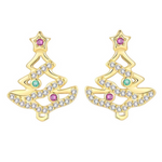 Ces boucles d’oreilles festives dessinent deux sapins de Noël délicatement ajourés, parés de strass scintillants et de pierres colorées. La dorure lumineuse met en valeur chaque arabesque et souligne la silhouette des branches, tandis que les étoiles roses et les boules vertes apportent éclat et fantaisie à l’ensemble. Conçues pour illuminer toutes les tenues des fêtes, elles apporteront douceur et élégance à une collection hivernale ou à un cadeau festif.

Caractéristiques
Matière : Argent 925 plaqué or, z