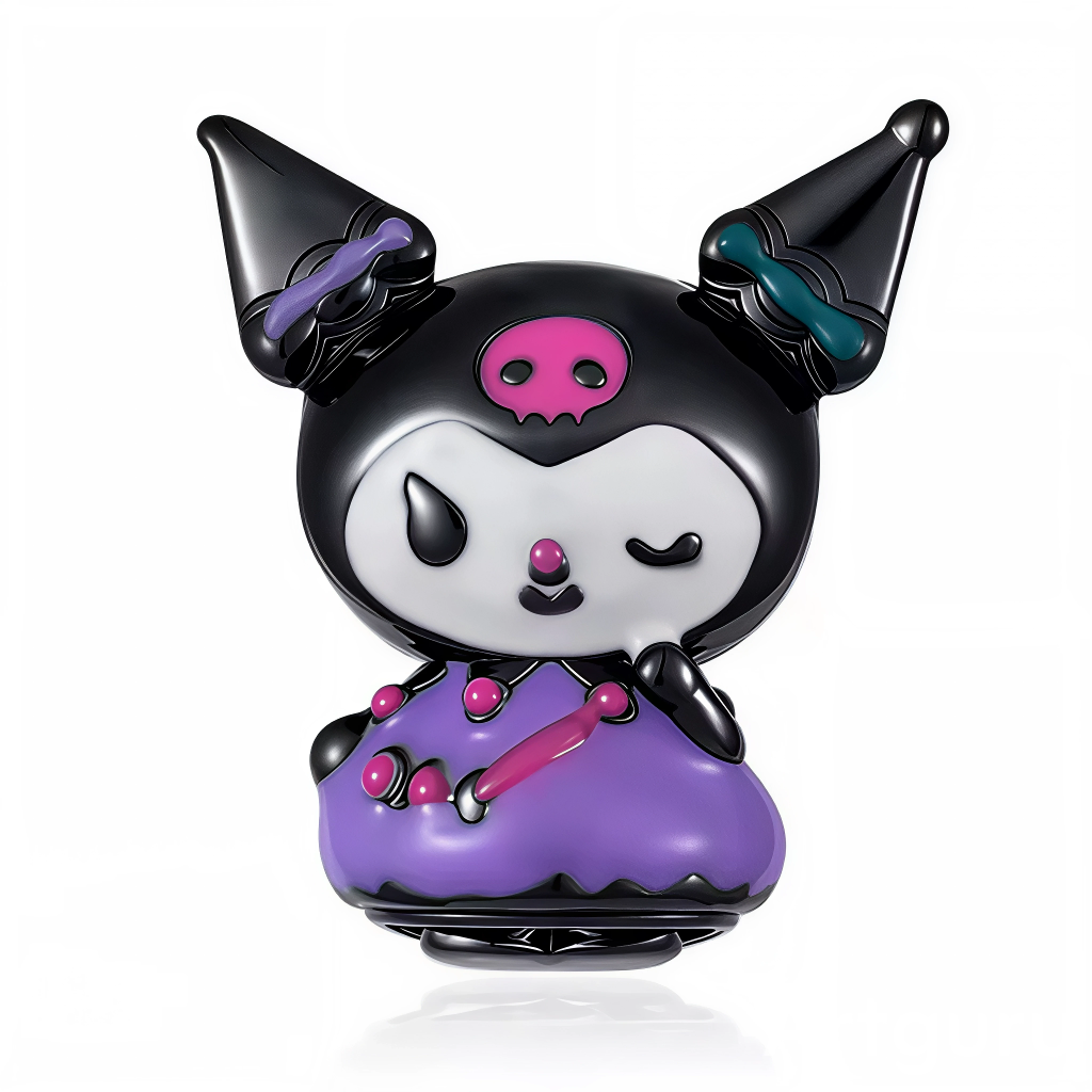 Ce charm raffiné montre un chat noir malicieux coiffé de deux chapeaux pointus ornés d’os colorés, les yeux mi-clos et le museau rose pour une expression sereine. La longue robe violette brillante est décorée de perles roses et d’un sceptre assorti, donnant une allure de petite sorcière élégante. Symbole de magie douce et de féminité gothique, il apporte une touche envoûtante et kawaii à tout bracelet.

Caractéristiques :

Matière : Argent 925 (S925) avec émail noir, violet, rose et vert.
Design : Chat noir