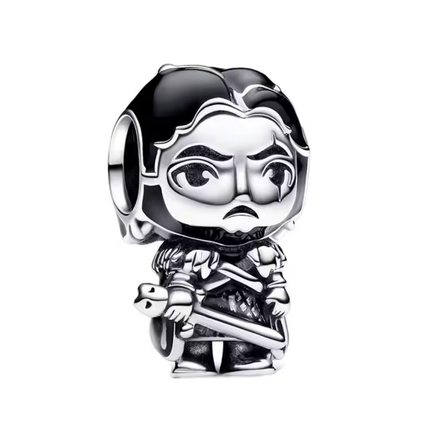 Ajoutez une touche de bravoure et de majesté à votre collection avec ce charm représentant Jon Snow, le roi du Nord. Fabriqué en argent sterling 925, ce charm de haute qualité est compatible avec tous les bracelets Pandora, garantissant une intégration parfaite à votre bijou préféré. Parfait pour les fans de Game of Thrones, ce charm capture l'essence du personnage emblématique avec des détails soigneusement travaillés, évoquant la puissance et la noblesse de Jon Snow.