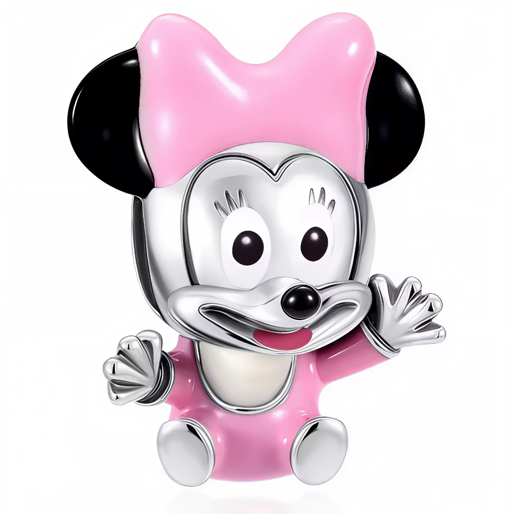 Le Charm Minnie Mouse Bébé est une célébration de la célèbre Minnie Mouse qui ajoute une touche féminine et sophistiquée à votre collection Disney. Ce charm est parfait pour les fans de Minnie souhaitant porter un symbole de cette icône de Disney tout en restant chic et élégant.
