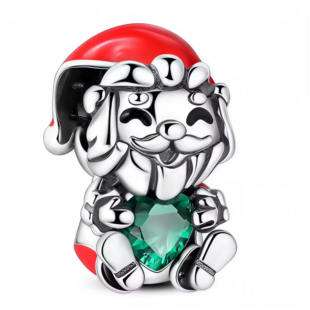 Ce charm adorable représente un Père Noël souriant, coiffé de son bonnet rouge éclatant et tenant un cœur vert émeraude taillé en cristal facetté. Les finitions brillantes et l’émail rouge vif mettent en valeur chaque détail joyeux du visage et du costume, apportant une note festive et originale à tout bracelet de Noël. Sa figurine expressive et colorée crée une ambiance chaleureuse et pétillante, idéale pour compléter une collection saisonnière ou offrir un message d’amour en période de fête.

Caractéristi