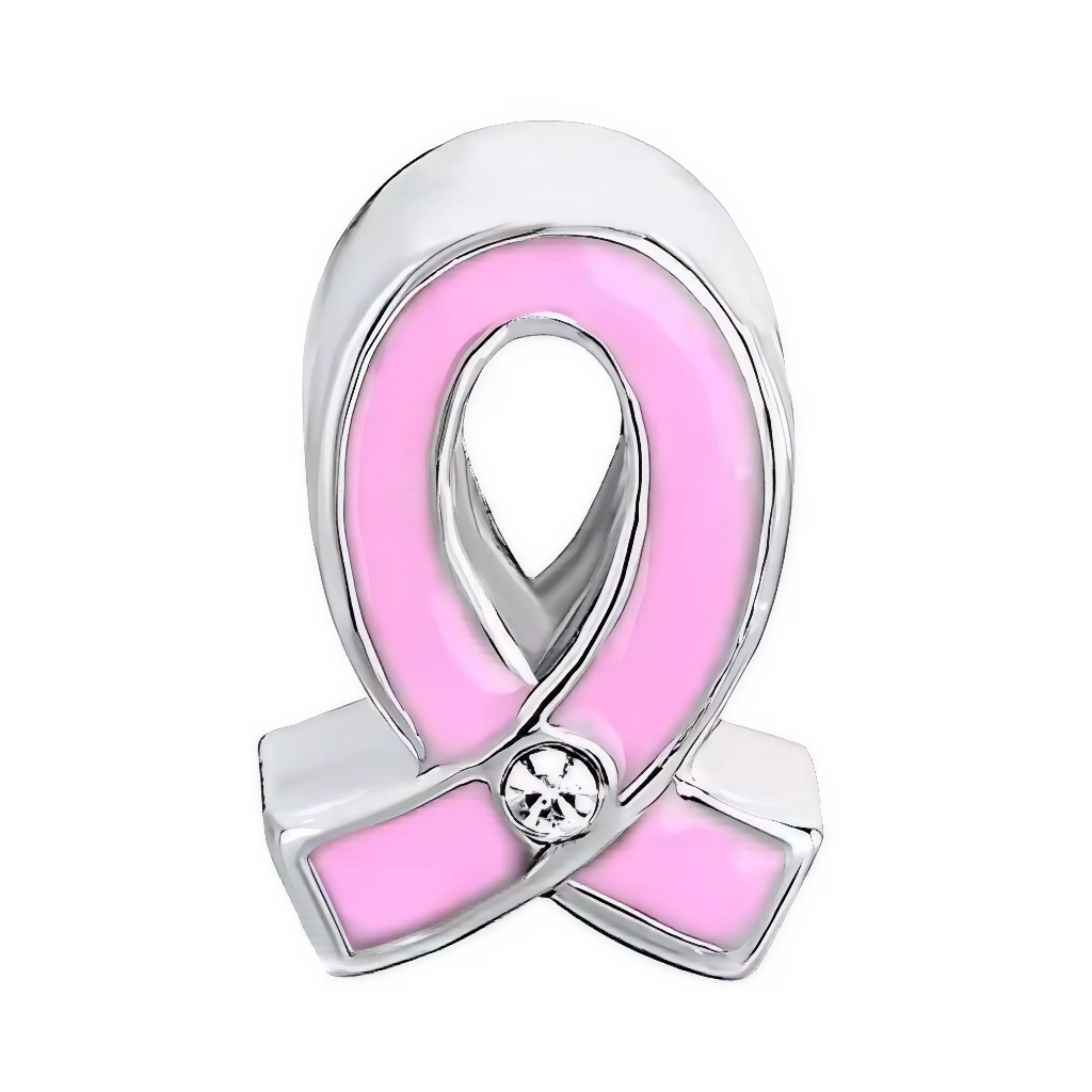 Ajoutez une touche de brillance et de soutien avec ce charm élégant. Le ruban rose, symbole mondial de la lutte contre le cancer du sein, est orné d'un strass scintillant, représentant l'espoir et la force. Fabriqué en argent 925, ce charm allie beauté et solidarité, tout en apportant une note lumineuse à votre collection.