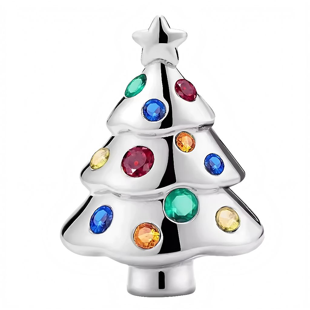 Ajoutez un esprit festif à votre collection avec ce charm en Argent 925 représentant un sapin de Noël orné de strass scintillants. Un bijou plein de magie et d’élégance, parfait pour célébrer la période des fêtes.