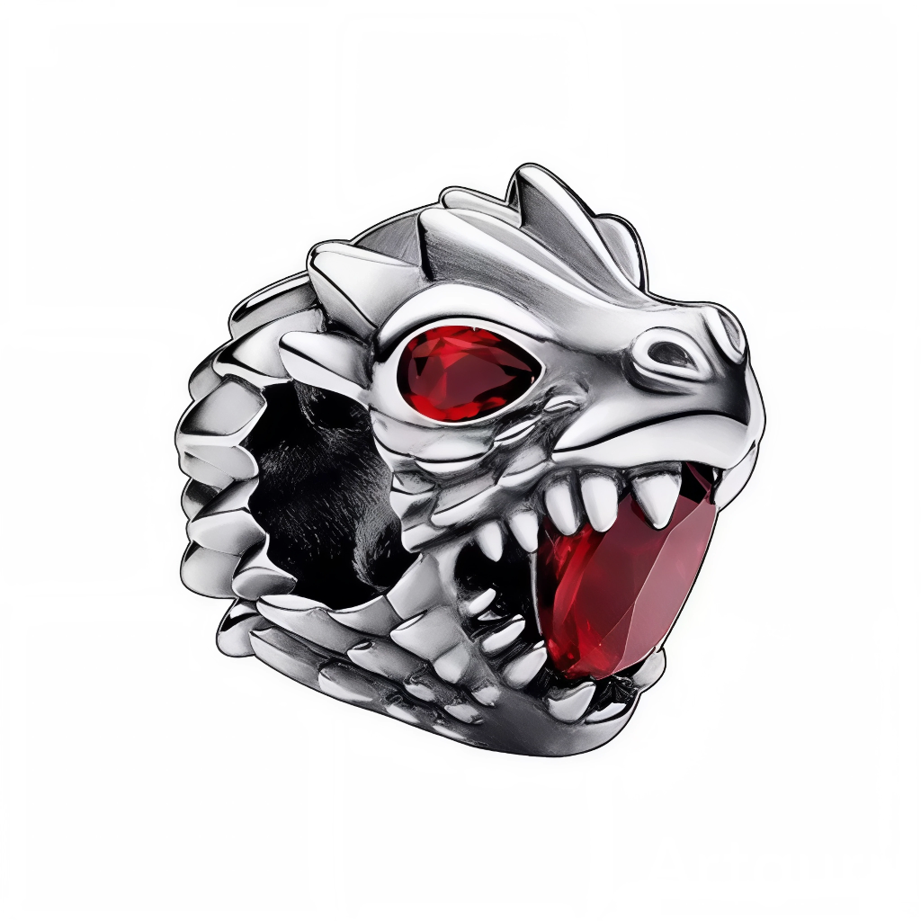 Réveillez le feu Targaryen avec ce charm Tête de Dragon Game of Thrones en argent sterling 925, tête féroce aux écailles ciselées et yeux sertis de pierre rouge flamboyante évoquant Drogon ou Rhaegal crachant flammes et destruction. Sa gueule menaçante et cornes acérées capturent la puissance draconique des Mères des Dragons survolant Westeros. Suspendu à une bélière lisse compatible bracelets Pandora, ce bijou incendiaire embrase ton poignet de fureur valyrienne. Poinçonné S925, sans nickel et&nbsp;Trône d